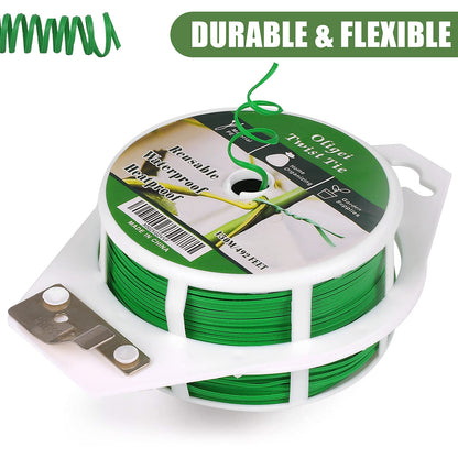 Green Garden Wire, Sturdy Plant Ties for Support with Cutter, 492FT/150m, Indoor, Outdoor, Home and