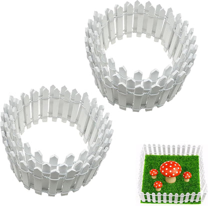 2Pcs Miniature Fairy Garden Fence,DIY Wood Picket Fence Mini Ornament,Home Garden Plant Pot DIY Diorama Project (White,1.96"x 35.4")