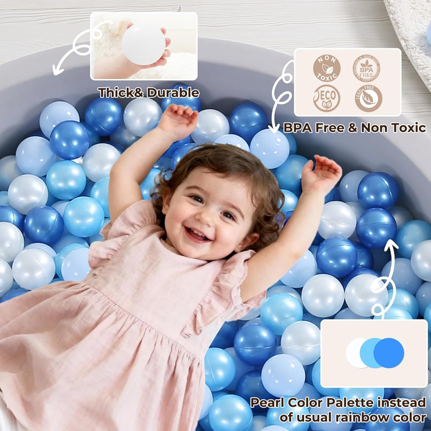 TRENDPLAY Plastic Balls for Ball Pits 2.2 Inch, Pack of 50 100 200 500 Hollow Balls, Perfect for Toddler Baby Pools,Party,Festival Decoration
