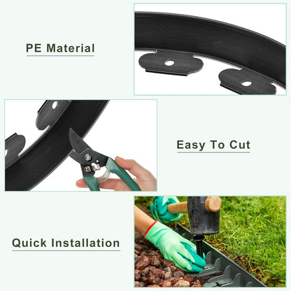 uxcell Landscape Edging, 1Pcs 40FT x 2" - No Dig Garden Edging Kit with 36 Stakes, Landscape Edging Border for Garden Lawn Flower Bed Yard Grass (Black)