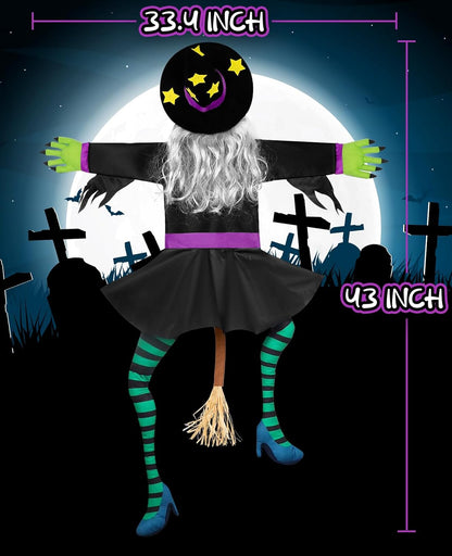 Crashing Witch for Halloween Decorations Outdoor: Hilarious Witch Decor with Adjustable Band for Tree Porch Door