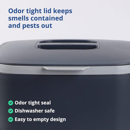 Blue Ginkgo Kitchen Compost Bin [5L / 1.32 GAL] – Filter-Free, Odor-Tight Countertop Food Waste Pail with Handles (Made in Korea, Gray)