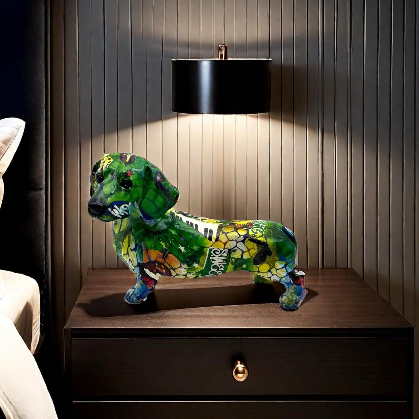 FUNSXBUG Colorful Dachshund Dog Statue Art Figurines Sculpture Collectibles Home Office Desktop Decor Outdoor Garden Display Decoration (Dachshund Dog 3)