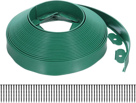 uxcell Landscape Edging, 1Pcs 60FT x 2" - No Dig Garden Edging Kit with 54 Stakes, Landscape Edging Border for Garden Lawn Flower Bed Yard Grass (Green)