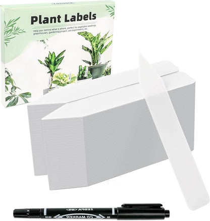 Plant Labels 4 Inch 200Pcs Plastic Plant Name Tags for Seedlings Garden Labels Markers Nursery Plant Tags Seed Labels Stakes with Permanet Marking Pen Plant Markers for Outdoor Garden (White200)