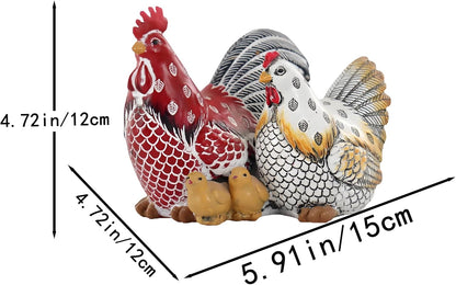 Chicken Family Decorative Sculpture, Indoor/Outdoor Outdoor Garden Statue,Rooster, Hen, Chick Garden Sculpture,Rustic Hen Outdoor Statue