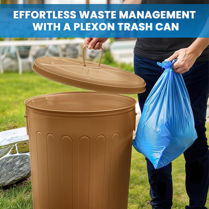Plexon Large Metal Trash Can with Lid 20 Gallon, Decorative Outdoor Trash Can Heavy Duty Galvanized Metal Bucket with Lid for Garage Workshop Ash Storage Farmhouse, Copper