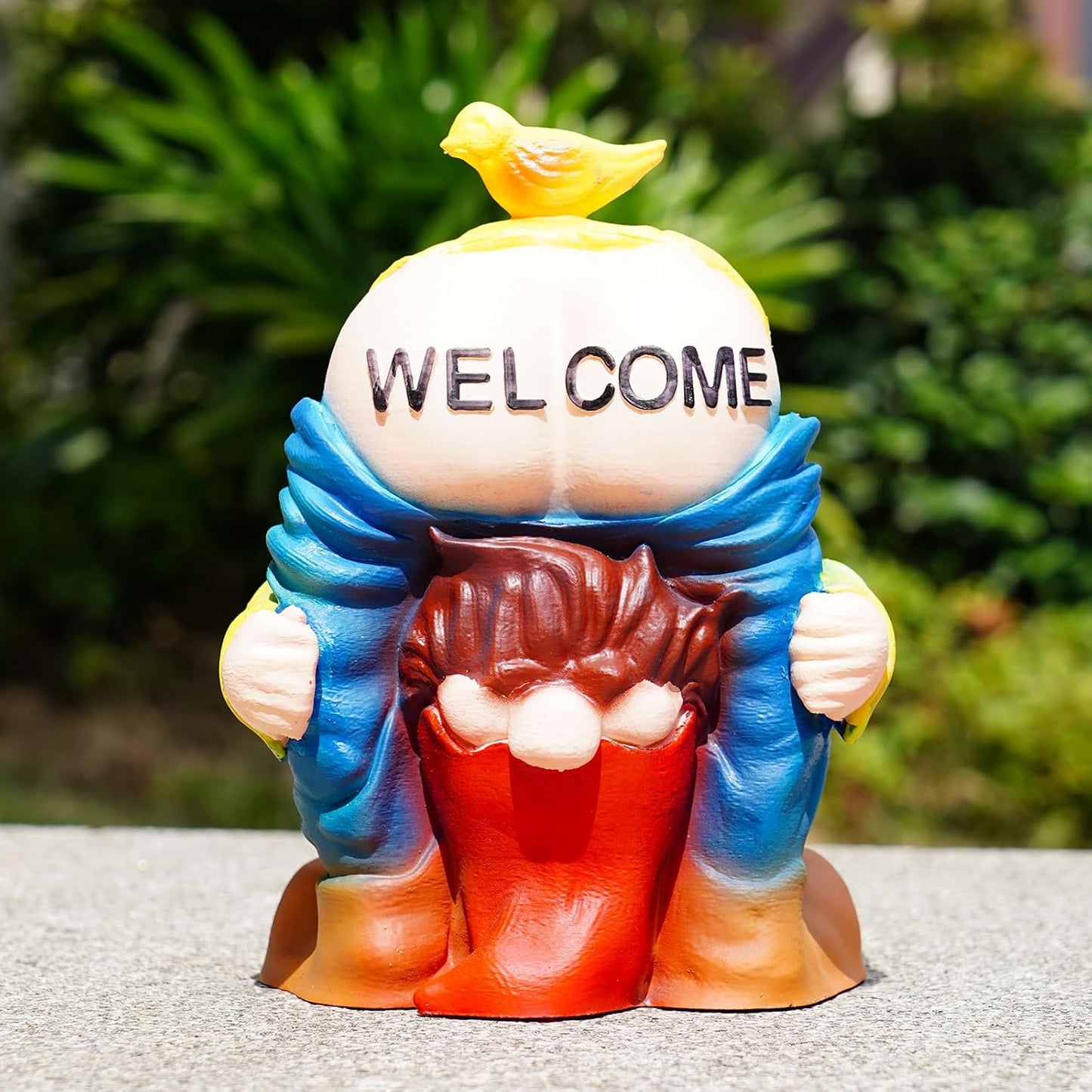 Solar Garden Statues Lights, 8.5" Cute Outdoor Gnome Figurine with Auto On/Off for Yard Patio Decor, Gifts for Women, Grandma, Mom, Housewarming (Welcome Gnome)