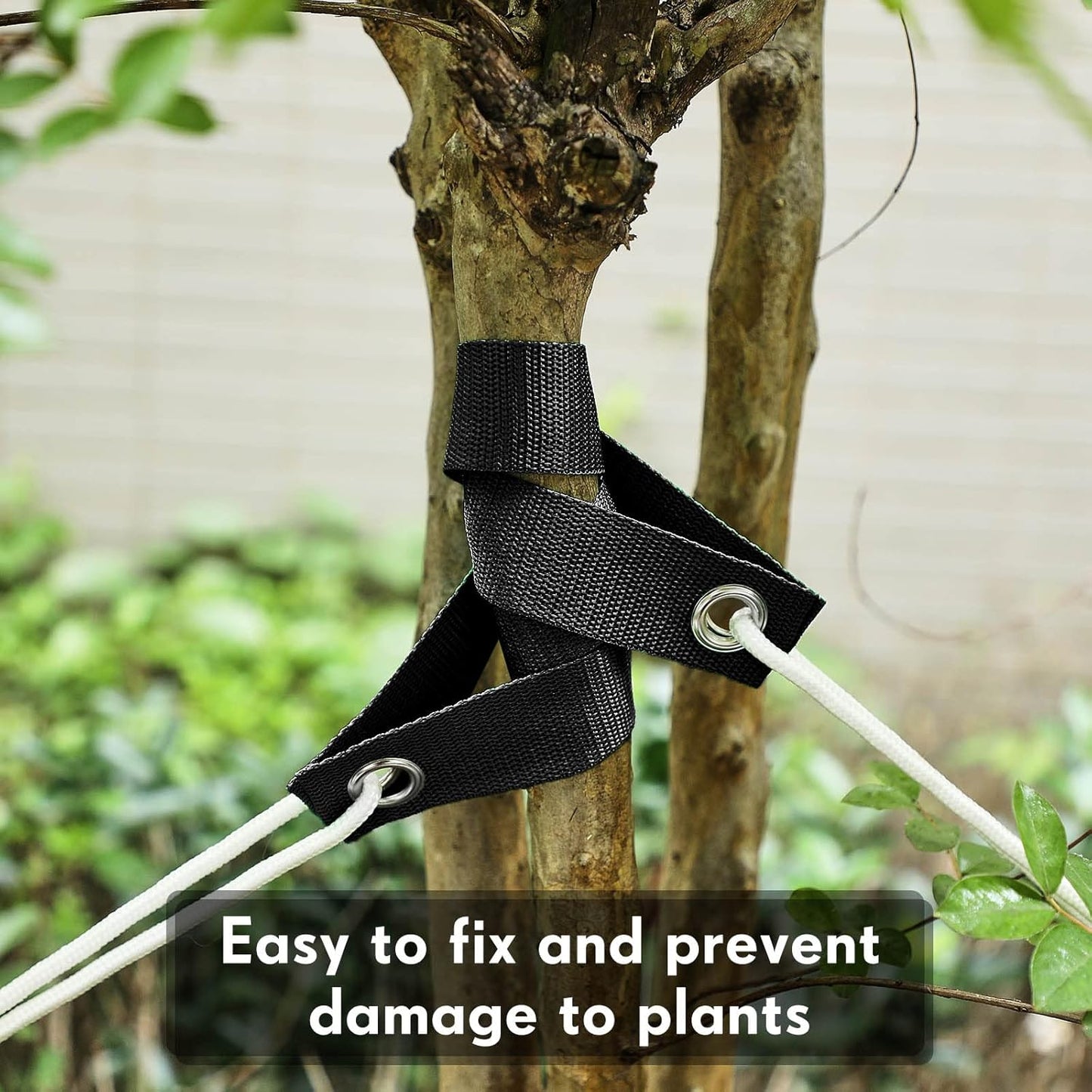 48 Pcs 15.74 Inches Tree Straps for Staking with Grommet Heavy Duty Young Tree and Plant Supports Stakes for Guying Staking Newly Planted Sapling Straight and Hurricane Protection(Black)