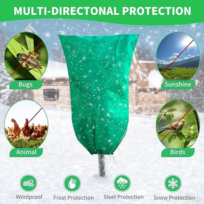 2 Pack Plant Covers Freeze Protection, 80''W x 97''H 2.5oz/yd² Large Winter Tree Frost Blankets Frost Cloths Protectors Bag Cover with Zipper Drawstring for Outdoor Plants Shrub Fruit Trees Potted