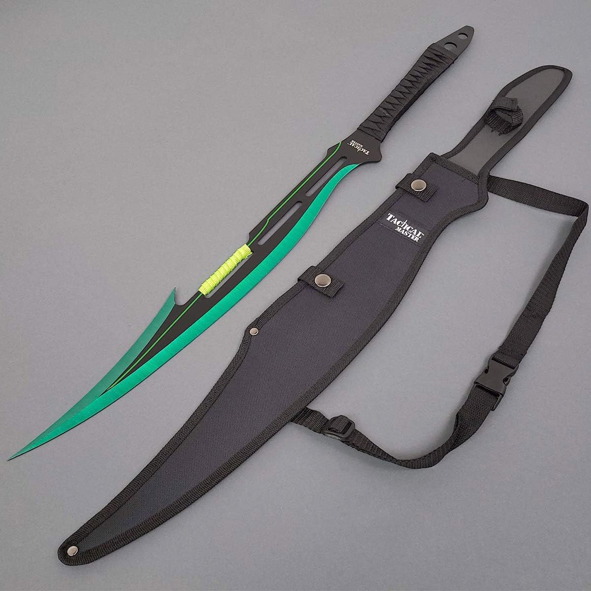 27" Fantasy Machete. Fixed Blade Knife. 440 Stainless Steel Blade. For Collection, Gift, Camping, Outdoor Sports (Green)