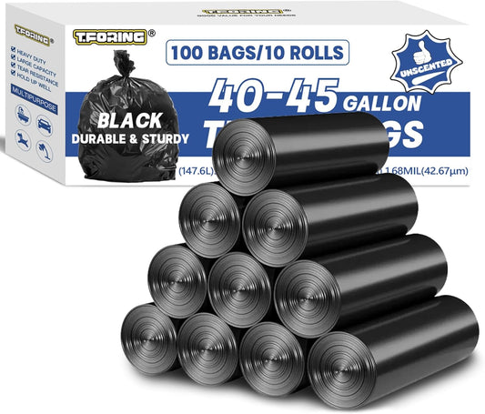 Large 40-45 Gallon Trash Bags Heavy Duty - 1.6 Mil Thick,39''x47'' Strong Black Garbage Bags