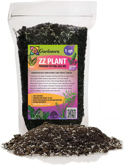 Gardenera Premium ZZ Plant Ultra-Performance Potting Mix - Proven Formula for Thriving Zamioculcas - Enhances Elegance and Vigorous Growth - 1 Quart