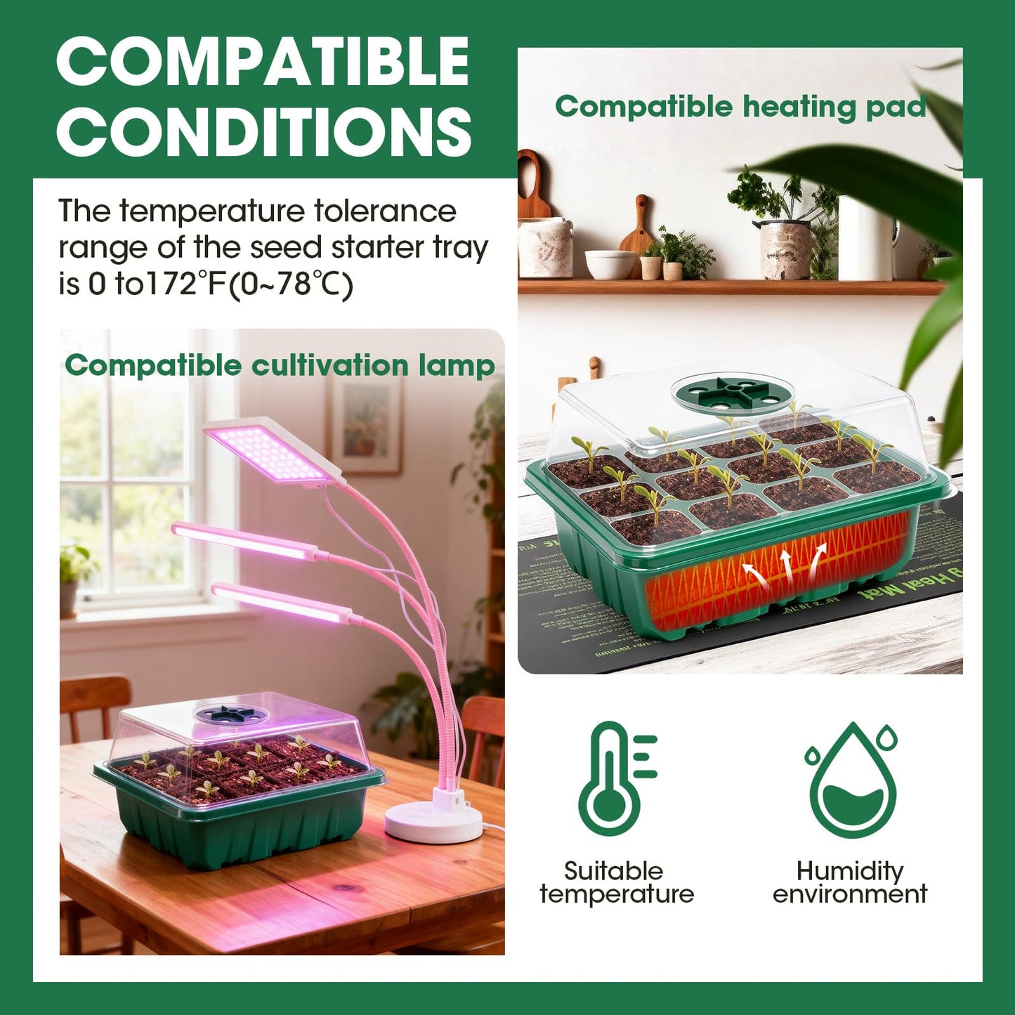 PlantaPulse 5 Packs Seed Starter Tray with Humidity Dome, Seed Starter Kit with Transparent Drain