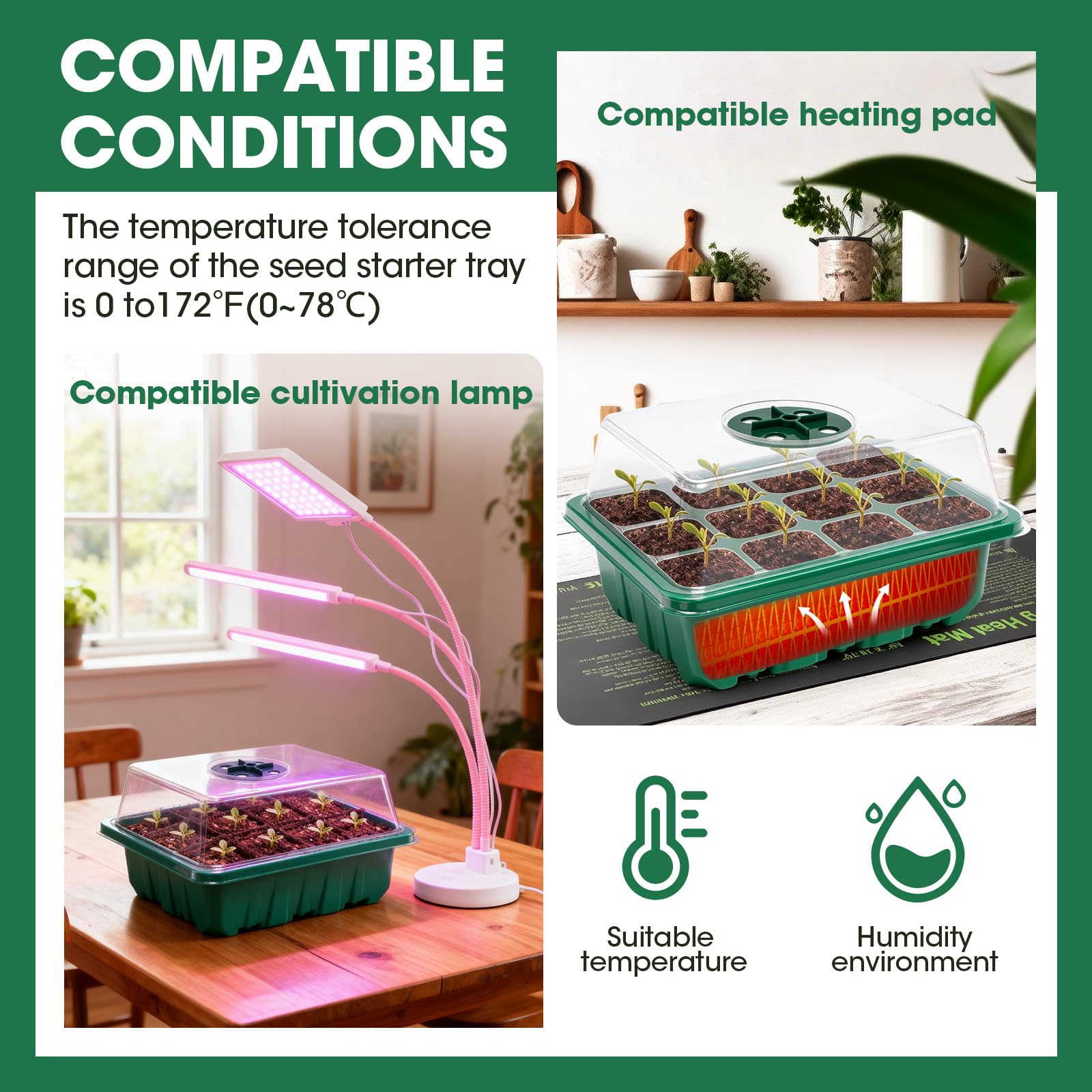 PlantaPulse 5 Packs Seed Starter Tray with Humidity Dome, Seed Starter Kit with Transparent Drain