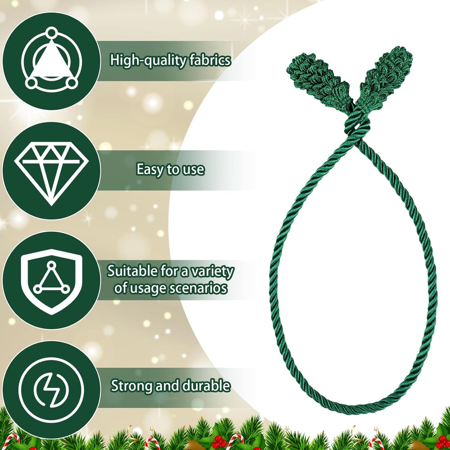 Shappy 36 Pieces Christmas Garland Banister Ties Christmas Decorative Reusable and Flexible Twist Ties for Garland, Banister Home Decoration (Green)