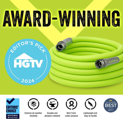 Flexzilla Garden Hose 5/8 in. x 100 ft., Lightweight All-Weather Water Hose, Durable and Flexible, Leak-Free Connections