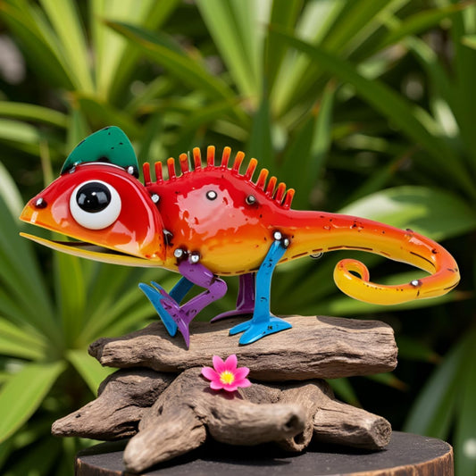 Metal Chameleon Statue Garden Decor- Outdoor Sculpture Garden Art Gift for Patio, Lawn, Backyard - Indoor Figurine for Birthday, Housewarming, Christmas