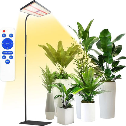 yadoker Grow Light for Indoor Plants,286 LEDs Full Spectrum Standing Plant Grow Light with 4H/8H/12H Timer,10-Level Brightness, 51" Adjustable,Flow Grow Lamp for Tall Large Indoor Plants