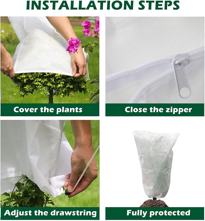GardenPal Plant Covers Freeze Protection, 75''×90'' Thicken Frost Cloth with Drawstring Reusable for Outdoor Plants (75''×90''(1pc))