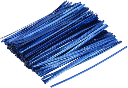 MECCANIXITY Foil Twist Ties 6" 15cm Metallic Plastic Closure Tie for Tying Bread, Candy, Cookies, Gift Bags Arts Crafts Ties Blue Pack of 750
