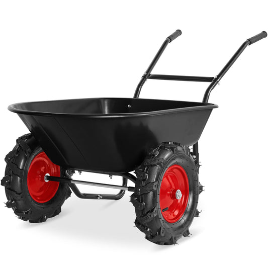 Best Choice Products Dual-Wheel Wheelbarrow Garden Cart - 500 lb Capacity, Extra-Large Wheels