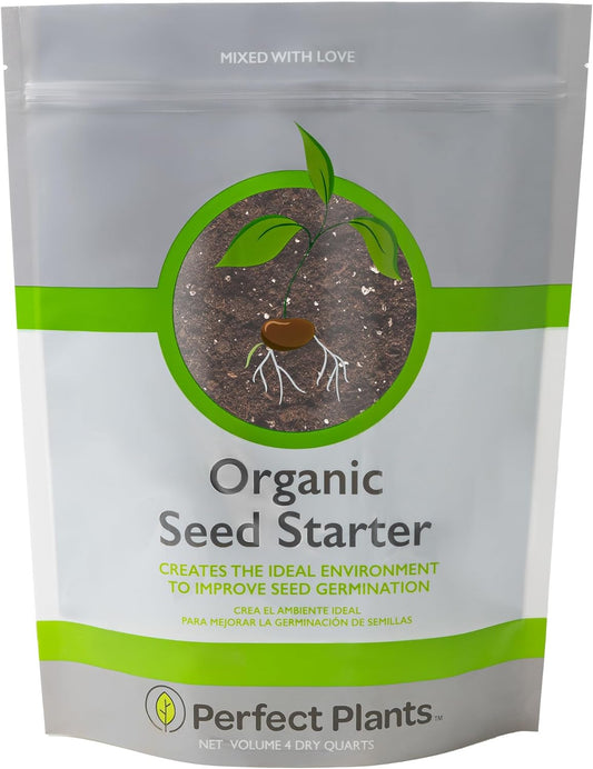 Perfect Plants Organic Seed Starter Soil Mix 4qt. | Contains Worm Castings and Mycorrhizae | Balanced Seed Sprouting Medium
