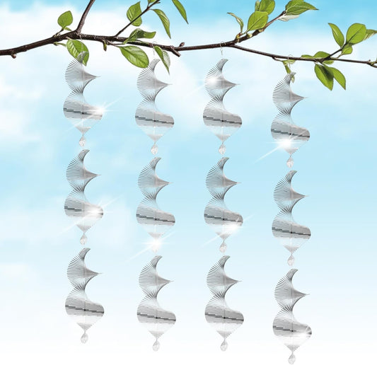 Reflective Bird Deterrents for Outside – Bird Repellent Devices Outdoor – 3D Wind Spinners Outdoor Garden Decor –4 Set Bird Repellent to Keep Woodpecker & Pigeons Away from Window Roof (Style 1)