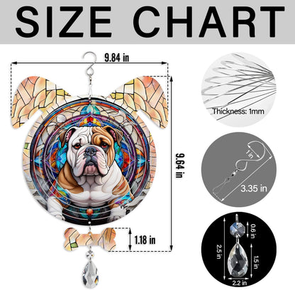 Bulldog Dog Ears Wind Spinner, Bulldog Wind Spinner Hanging for Yard and Garden