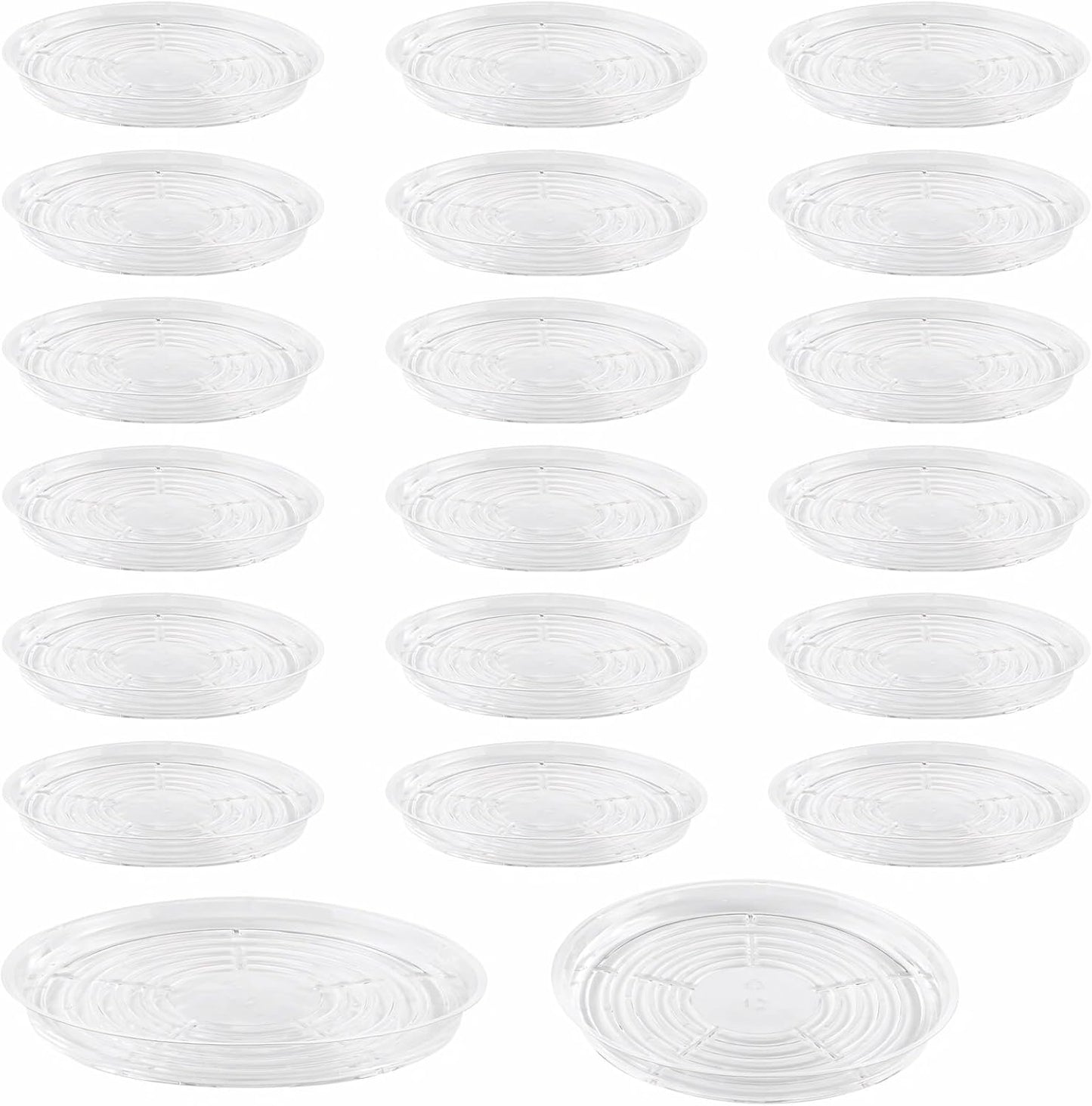 20 Pack 12 Inches Clear Plastic Plant Saucer Drip Trays Large Plant Plate Dish for Indoor Flower Pots and Planters, Bulk