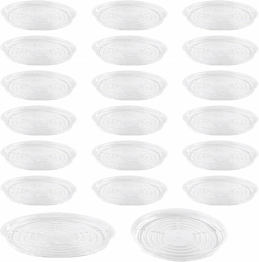 20 Pack 12 Inches Clear Plastic Plant Saucer Drip Trays Large Plant Plate Dish for Indoor Flower Pots and Planters, Bulk