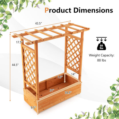 S AFSTAR Raised Garden Bed with Arch Trellis, Wood Planter Box with Hanging Roof, Side Trellis, 4 Drainage Holes, Above Ground Elevated Garden Bed for Outdoor Climbing Plants Vines Patio