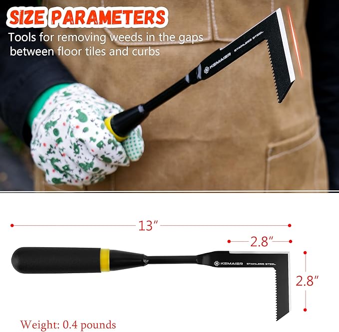 Crack Weeder Tool, Heavy - Duty Stainless - Steel Versatile Weed Remover, Ideal for Clearing Weeds in Road Brick Joints and Garden Patio Gaps