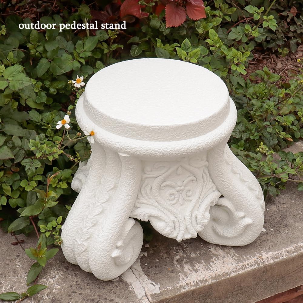 Outdoor Pedestal Stand for Garden Decor - ClassicalL Plinth Pedestal Stand for Statues, Decorative Garden Pedestals and Statue Stand,12" Tall