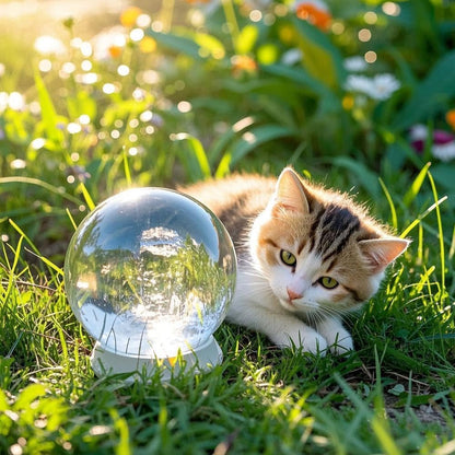 Crystal Glass Garden Gazing Ball, 3.94-inch Diameter, Clear Reflective Sphere