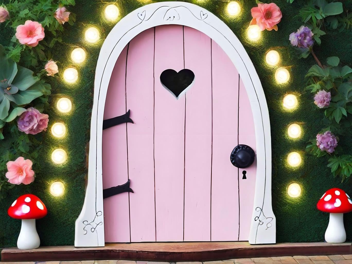 Whimsical Miniature Fairy Door - Handcrafted 3D Mini Woodland Portal Tree Accessory for DIY Garden Landscapes, Terrarium Decor & Collector's Fantasy Displays（Pink Streak ）