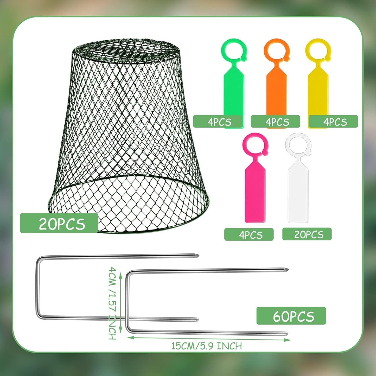 20 Pcs 8inch Chicken Wire Plant Covers,Wire Garden Cloches Chicken Wire Cloche Plant Protector Metal Heavy Duty Garden Plant Cloche for Keeping Bunnies Chicken Squirrels Birds Other Out