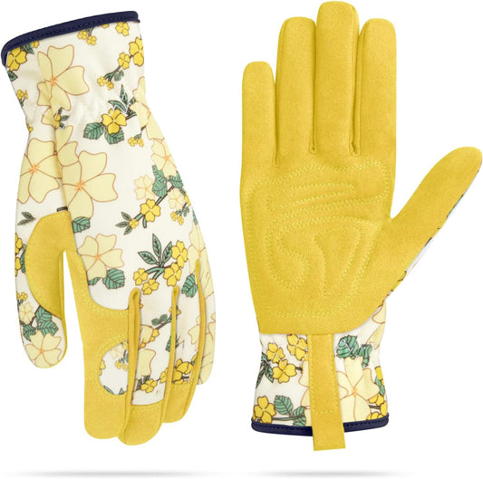 Womens Gardening Weeding Working Gloves, Leather Garden Glove for Women Thorn Proof No Stab for Digging, Planting,Pruning