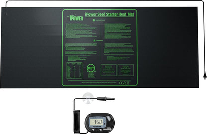 iPower 48" x 20" Durable Waterproof Seeding Heat Mat and Digital Thermometer Combo, for Germination, Indoor Gardening, Greenhouse
