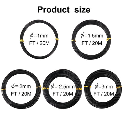 5 Roll Anodized Aluminum Bonsai Training Wire Kit with Bag, Black Bonsai Training Wire, Plant Wire Kit for Bonsai Artists & Beginners by Biugaaufai (1.0mm, 1.5mm, 2.0mm, 2.5mm, 3.0mm,5-Size 328 Feet)
