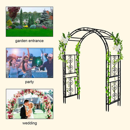 Teabelle Metal Garden Arbor Trellis, Black Arch for Climbing Plants, Wedding Outdoor Arch for Ceremony, Flowers and Plants Support Structure Stand for Lawn Patio Backyard Decoration