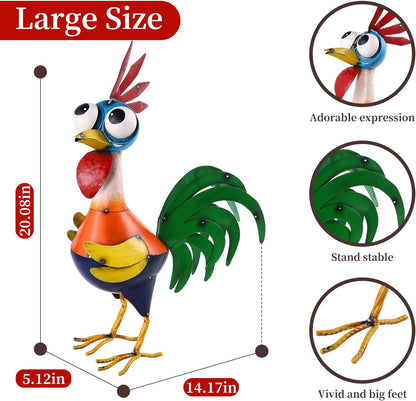 Large Metal Rooster Decor Garden Statue Chicken Yard Art Kitchen Outdoor Decoration Gifts for Women Mom
