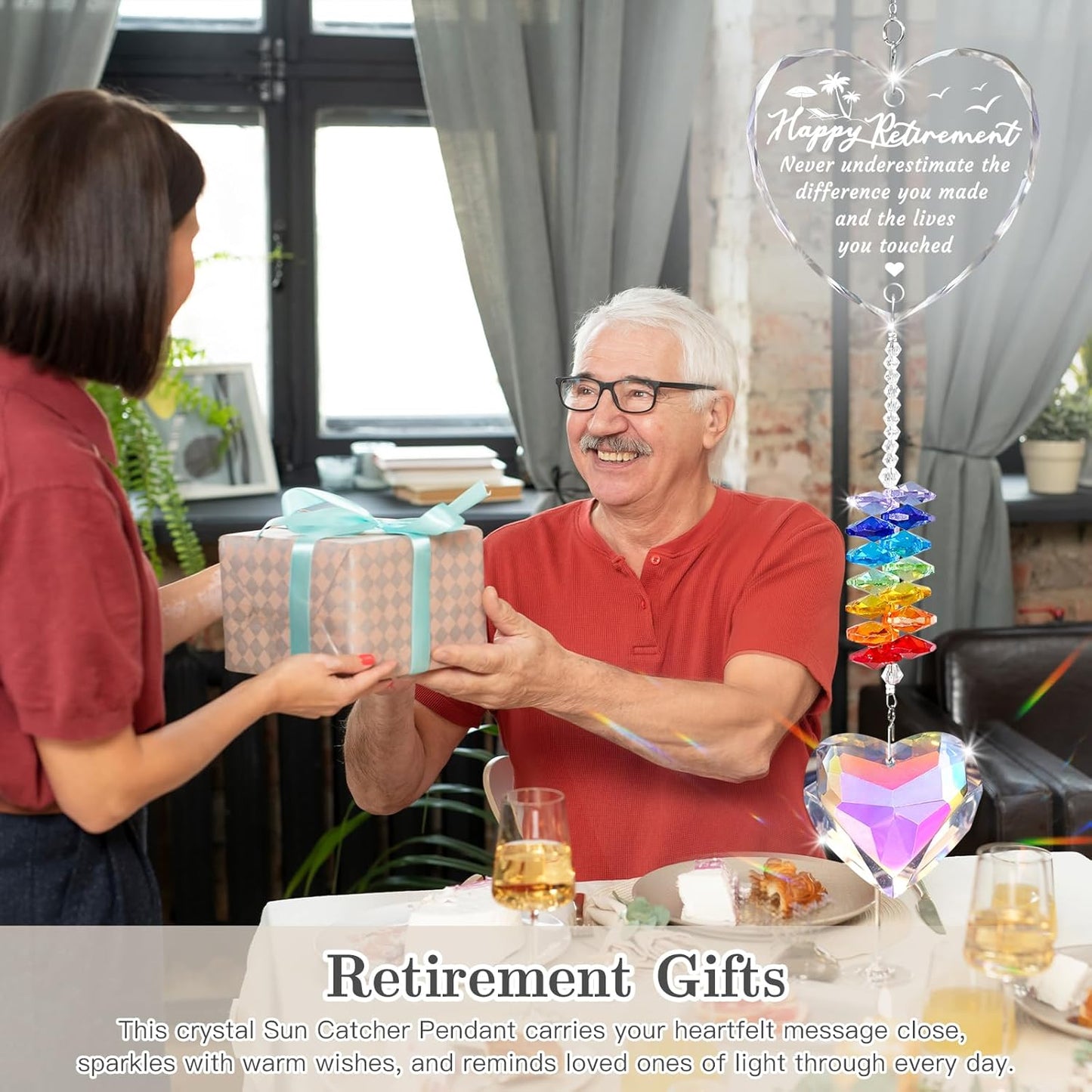 Retirement Gifts for Women, 2025 Retirement Gift Crystal Suncatcher, Happy Retirements Gifts for Friends Teachers Nurse Men, Going Away Presents Decorations