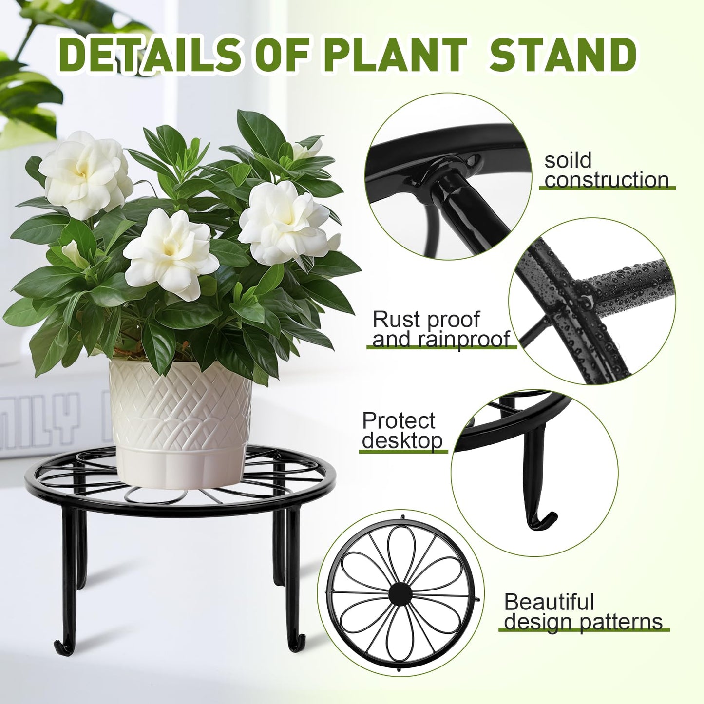 ESRICH 10 Pack Plant Stand, Metal Plant Stands for Outdoor Indoor Plants, Heavy Duty Plant Stands