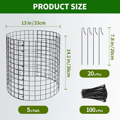 5 Pack Metal Plant Protector, Metal Plant Protection Cages (13" Diax14.2H) to Keep Animals Out, for The Garden Protection of Flowers, Saplings, Fruits Vegetables, Black