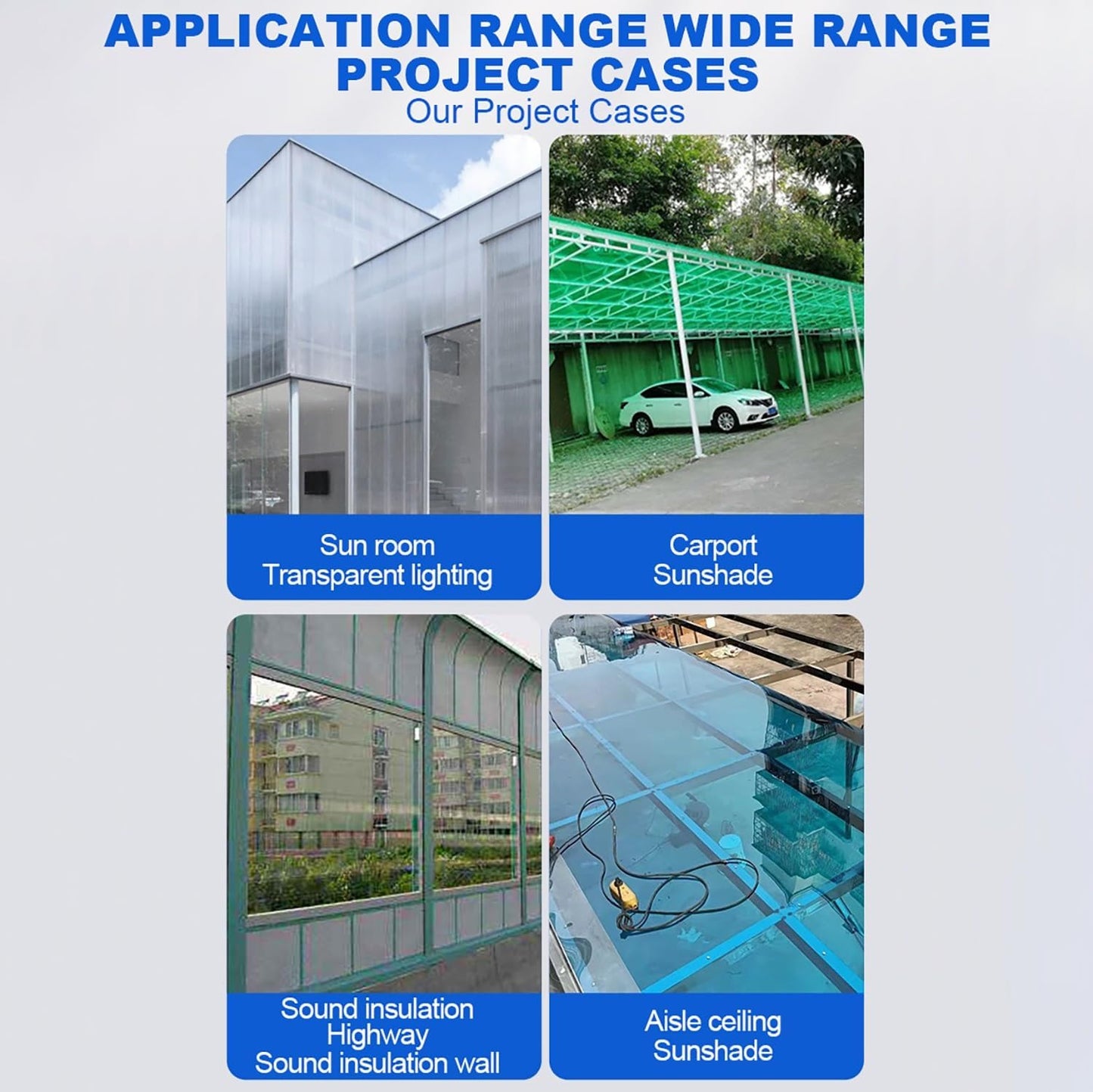 Greenhouse Panels Daylighting Roof Panels Transparent Greenhouse Panel Easy to Bend and Cut for Outdoor Gardens Greenhouses.(Blue,2.62x6.6ft)