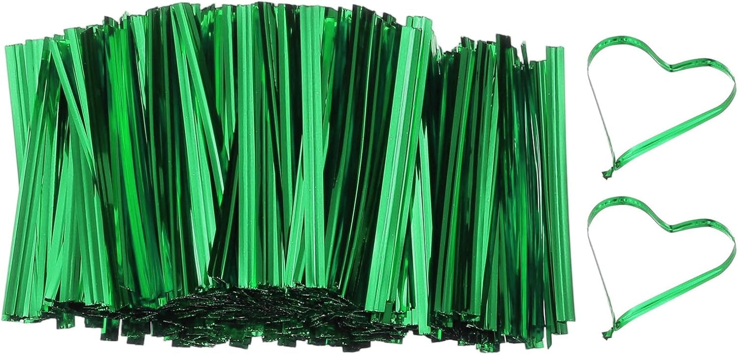 PATIKIL Bag Twist Ties 2 Inch, 800 Pcs Metallic Bread Ties for Treat Plastic Bags Gift Wrapping Candy Coffee Bag Plant Party Cake Favor, Green