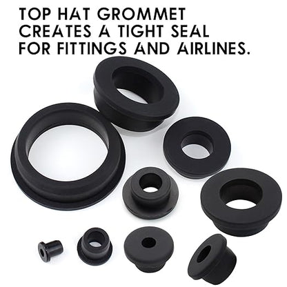 5/8 Inch Drill Hole, 1/4 Inch ID Silicone Rubber Grommets for Wiring, Automotive, Firewall Hole Plug, Small Top Hat Grommets for Vinyl Tubing in Hydroponic and Irrigation Systems, 15 Pack
