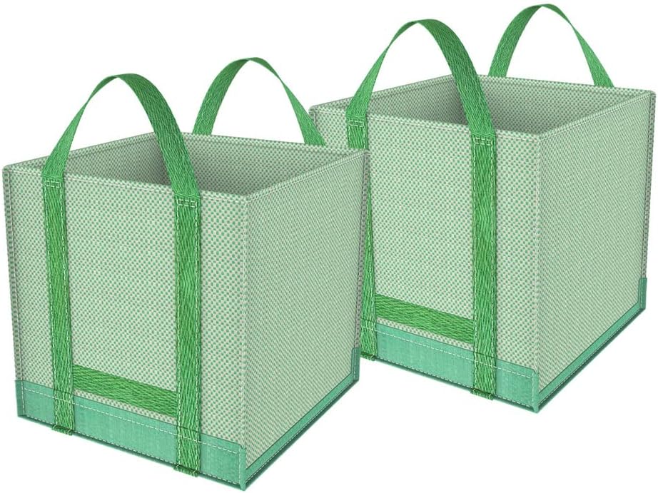 32 Gallons Reusable Garden Waste Bags, Yard Waste Bags, Lawn/Leaf Bags, Heavy Duty Gardening Bags, Integrated Reinforced Handle, Suitable for Collecting Leaves, Pruning Bushes(2-Pack 32Gallons)
