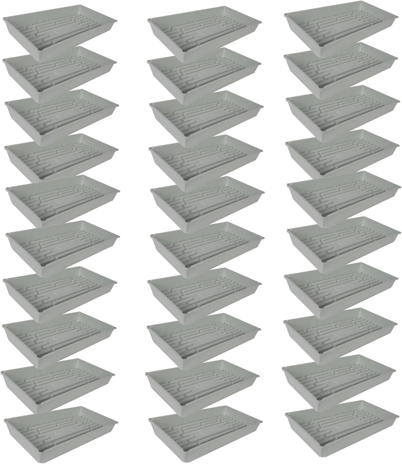 SUNPACK 10" x 20" Mega Plastic Seed Starting Tray, White, 2.5" (Pack of 30) - No Drainage Holes, Ideal for Greenhouses or Indoor Gardening - Made of Thick, Strong Plastic